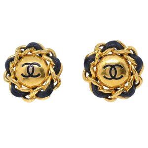 Chanel Gold Button Clip-On Earrings 94P 126444